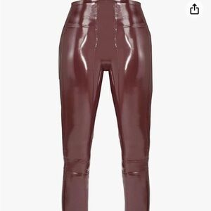 SPANX Women's Faux Patent Leather Leggings, burgundy. Brand new never worn.